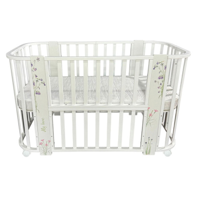 Кровать детская доской с поперечным маятником Антел Ariel 5 в 1 Цветы 01